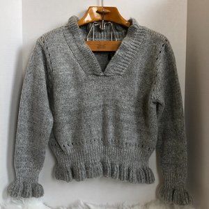 Chicwish Knit A Chance Ruffle Sweater Gray NWT S/M